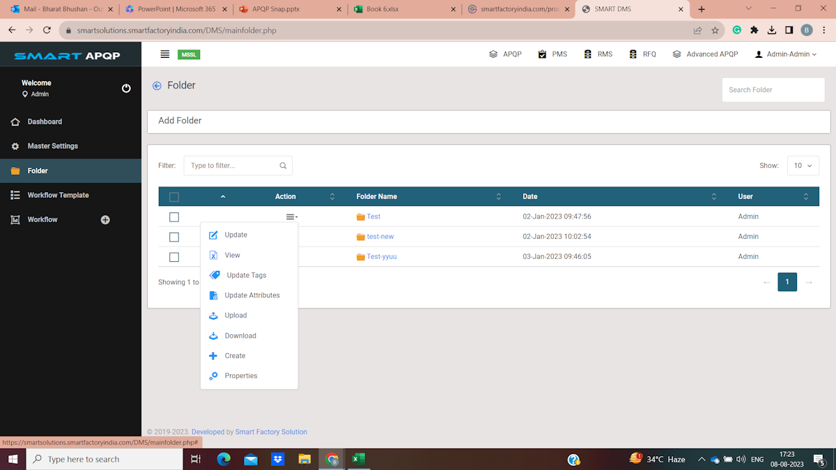 This image shows the dashboard of Streamlined Review Process in Smart Document Management "SmartDM"